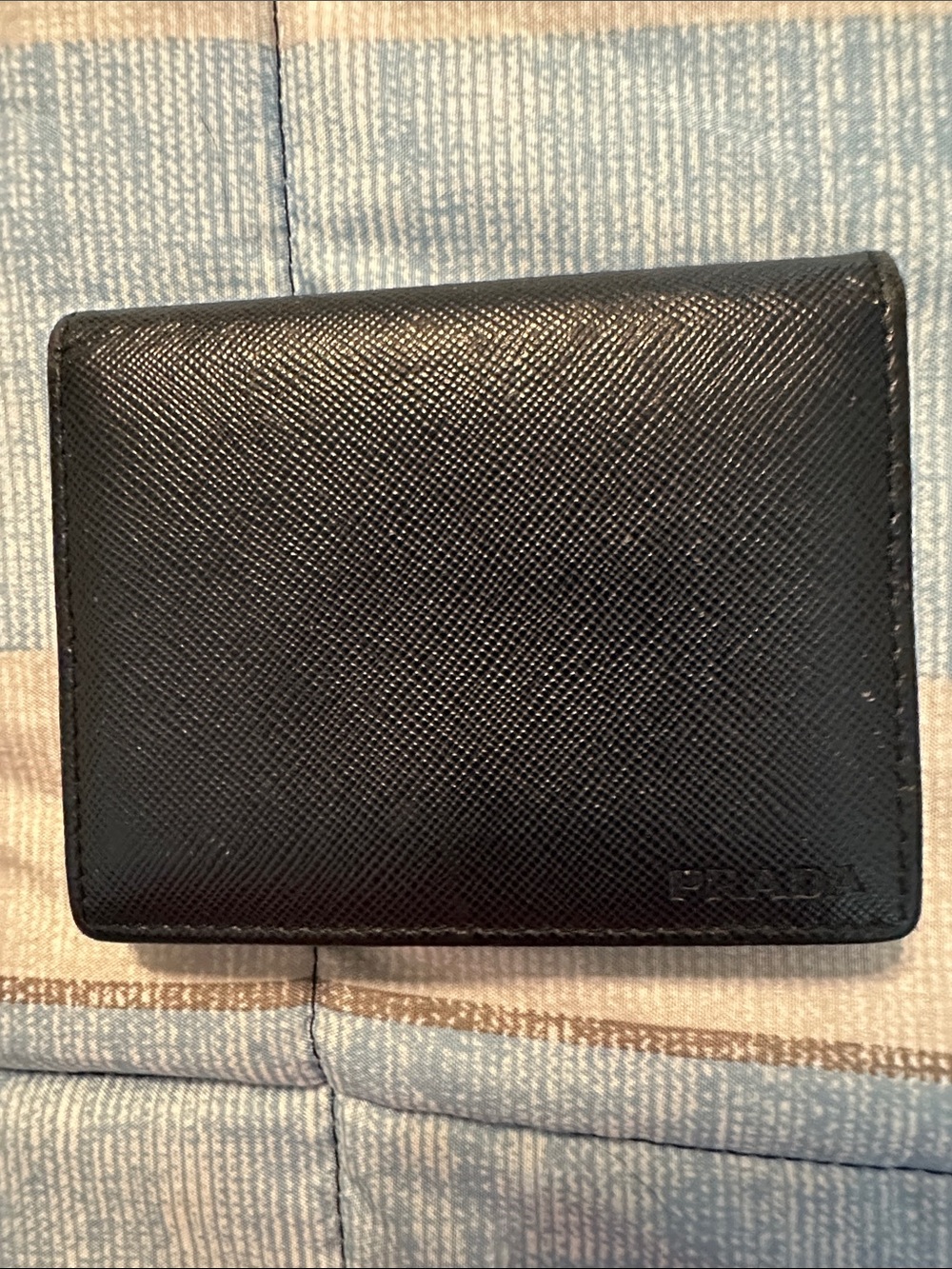 Prada Blue Saffiano Calf Leather Men's Wallet